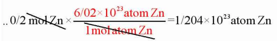 شمار اتم های موجود در 0.2 مول فلزی روی