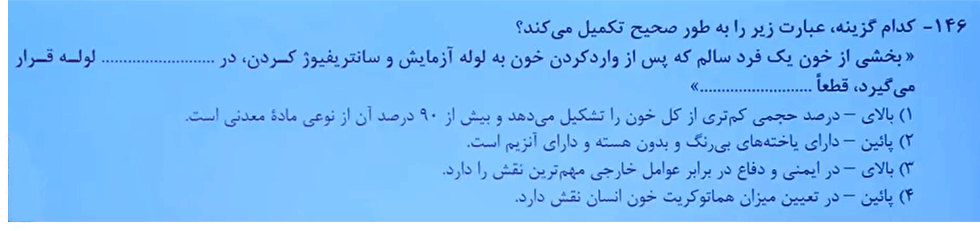 نمونه تست آموزشی زیست کنکور